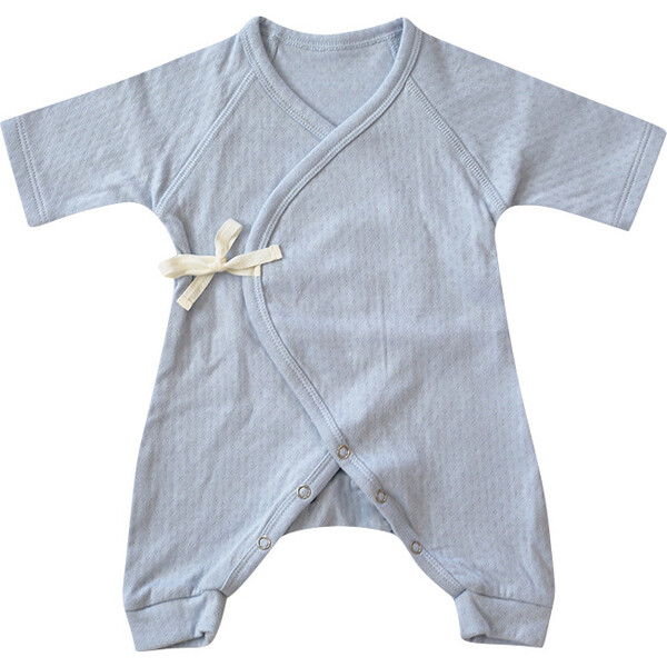Soft Blue Pointelle Baby Kimono Onesie, Blue Dodo Banana Rompers
