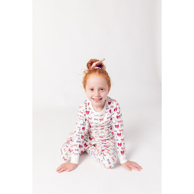 Bows Long Sleeve Pajamas, Pink - Pajamas - 2