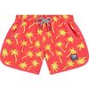 Girls Palm Swim Trunk, Coral & Lime - Swim Trunks - 1 - thumbnail