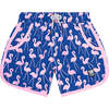 Girls Flamingo Swim Trunk, Rose & Blue - Swim Trunks - 1 - thumbnail