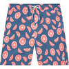 Men's Citrus Swim Trunk, Blue & Rouge - Swim Trunks - 1 - thumbnail