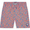 Men's Coral Swim Trunk, Blue & Orange - Swim Trunks - 1 - thumbnail