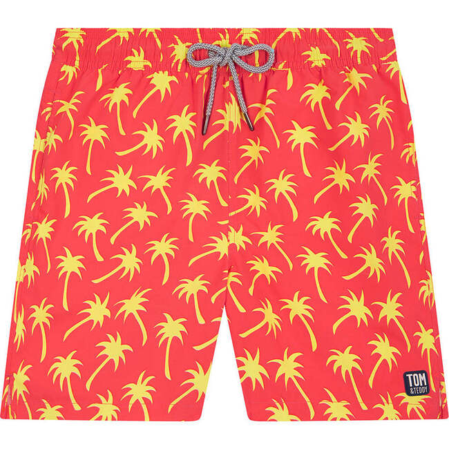 Men's Palm Swim Trunk, Coral & Lime