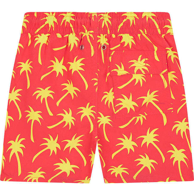 Palm Swim Trunk, Coral & Lime - Swim Trunks - 2