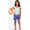 Girls Flamingo Swim Trunk, Rose & Blue - Swim Trunks - 2