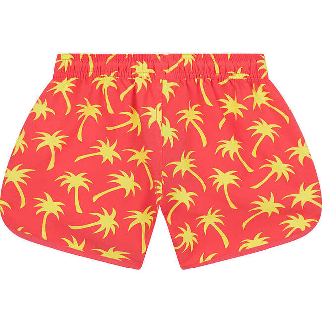 Girls Palm Swim Trunk, Coral & Lime - Swim Trunks - 2
