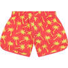 Girls Palm Swim Trunk, Coral & Lime - Swim Trunks - 2