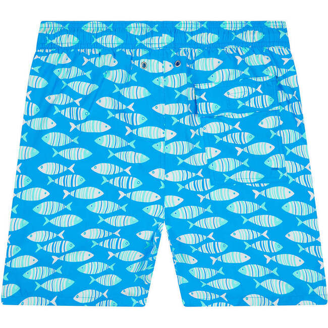 Men's Fish Swim Trunk, Striped Blue - Swim Trunks - 2