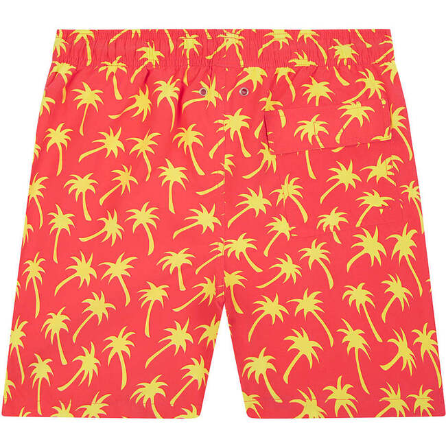 Men's Palm Swim Trunk, Coral & Lime - Swim Trunks - 2
