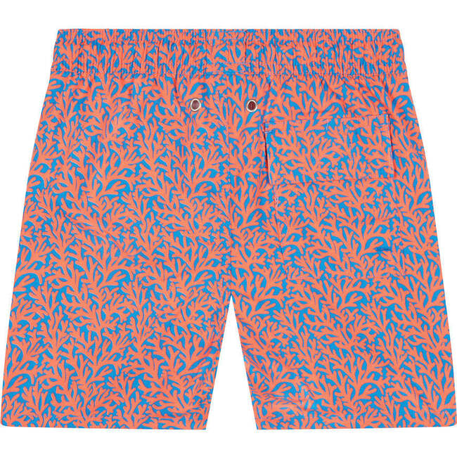 Men's Coral Swim Trunk, Blue & Orange - Swim Trunks - 2