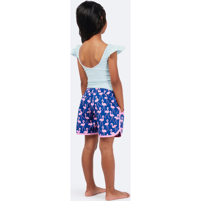 Girls Flamingo Swim Trunk, Rose & Blue - Swim Trunks - 3