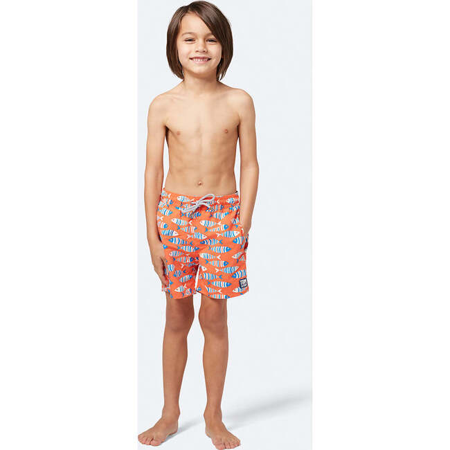 Fish Swim Trunk, Striped Orange - Swim Trunks - 3
