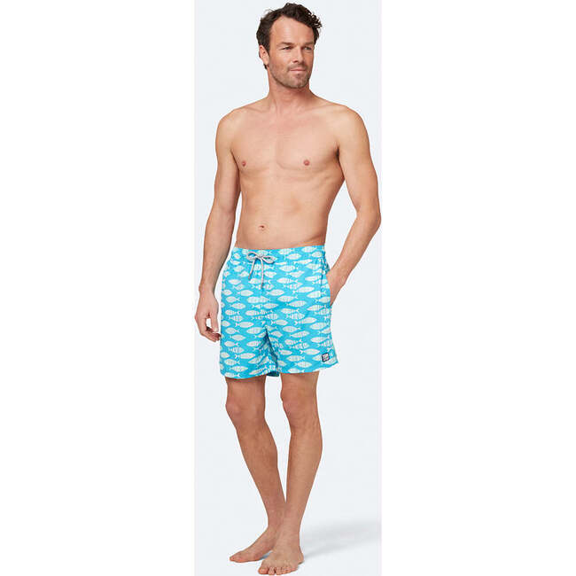 Men's Fish Swim Trunk, Striped Blue - Swim Trunks - 3