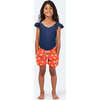 Girls Palm Swim Trunk, Coral & Lime - Swim Trunks - 3