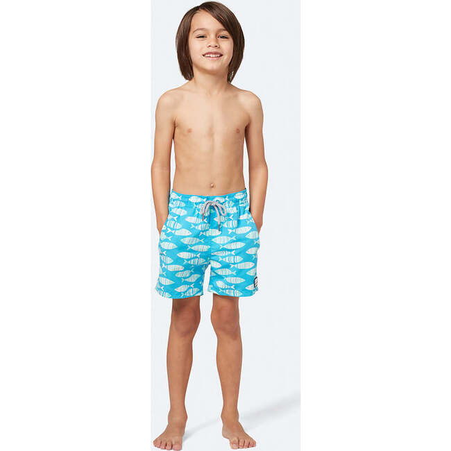 Fish Swim Trunk, Striped Blue - Swim Trunks - 3