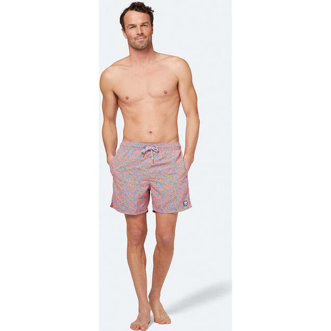Men's Coral Swim Trunk, Blue & Orange - Swim Trunks - 3