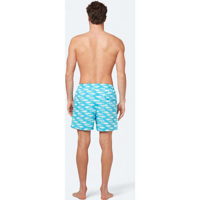 Men's Fish Swim Trunk, Striped Blue - Swim Trunks - 4