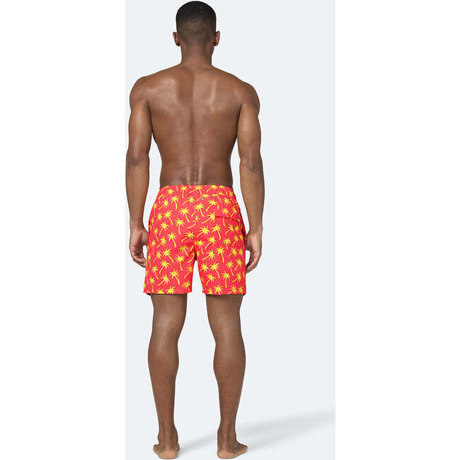 Men's Palm Swim Trunk, Coral & Lime - Swim Trunks - 4