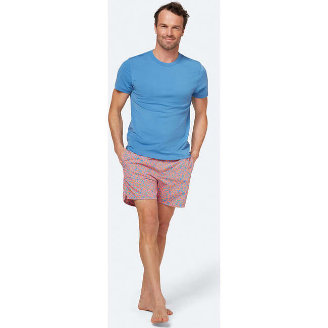 Men's Coral Swim Trunk, Blue & Orange - Swim Trunks - 4
