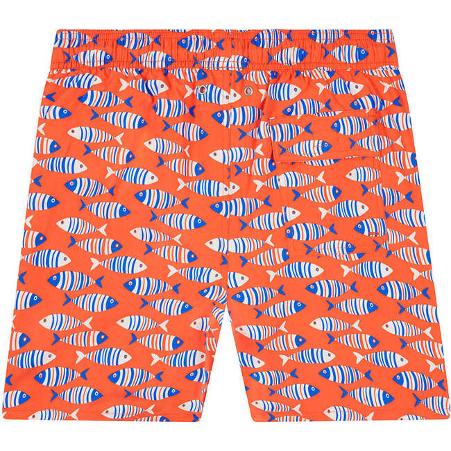 Men's Fish Swim Trunk, Striped Orange - Swim Trunks - 2