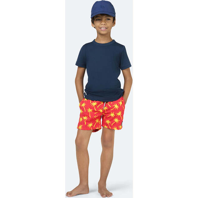 Palm Swim Trunk, Coral & Lime - Swim Trunks - 5