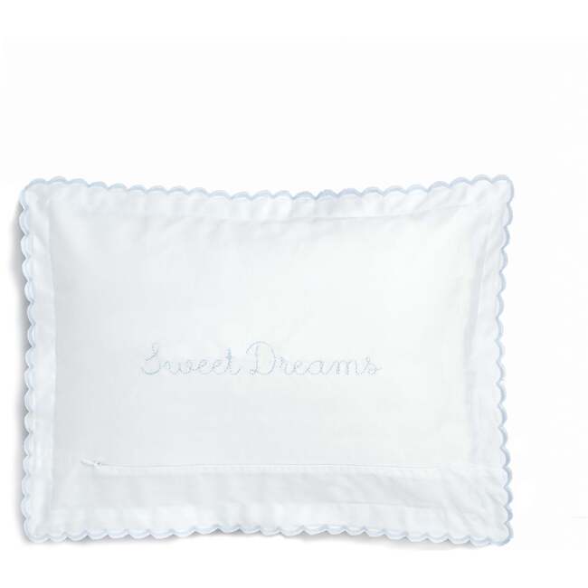 Monogrammed Picnic Gingham Toddler Pillow, Blue - Pillows - 4