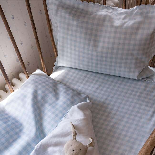 Picnic Gingham Crib Sheet,Blue - Crib Sheets - 3