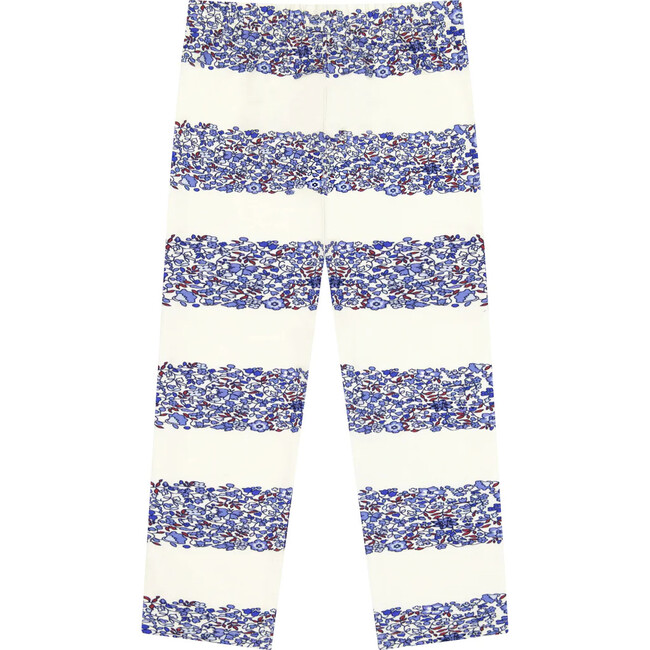 Blue Striped Microfloral Legging - Leggings - 2