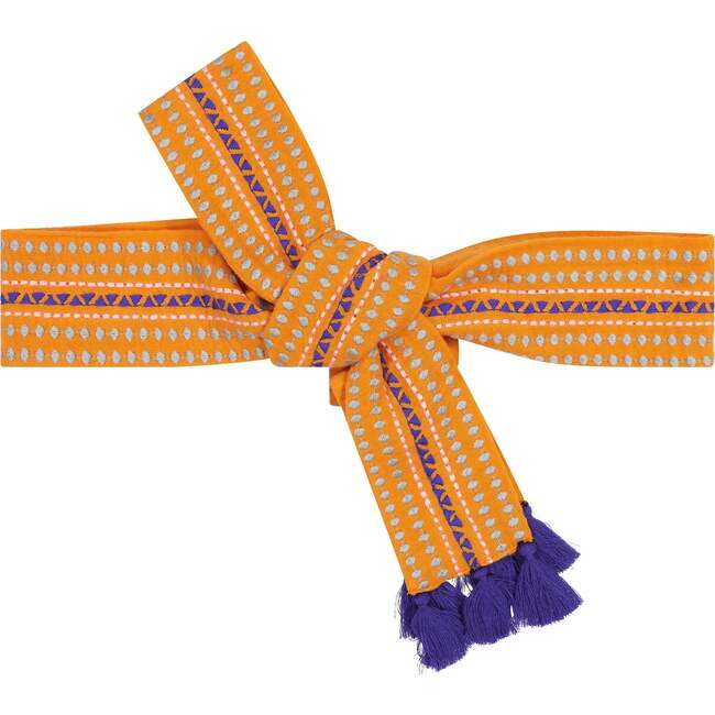 Women's Intricate Woven Embroidered Belt, Marigold