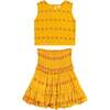 Women's Maribel Embroidered Crop Tank & Skirt Set, Marigold - Two Pieces - 1 - thumbnail