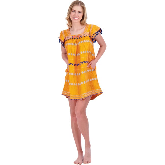 Women's Mini Sandrine Embroidered Dress, Marigold - Dresses - 2