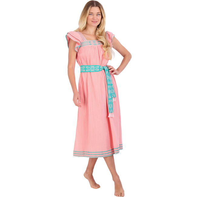 Women's Maxi Sandrine Embroidered Dress, Pink Sorbet - Dresses - 2