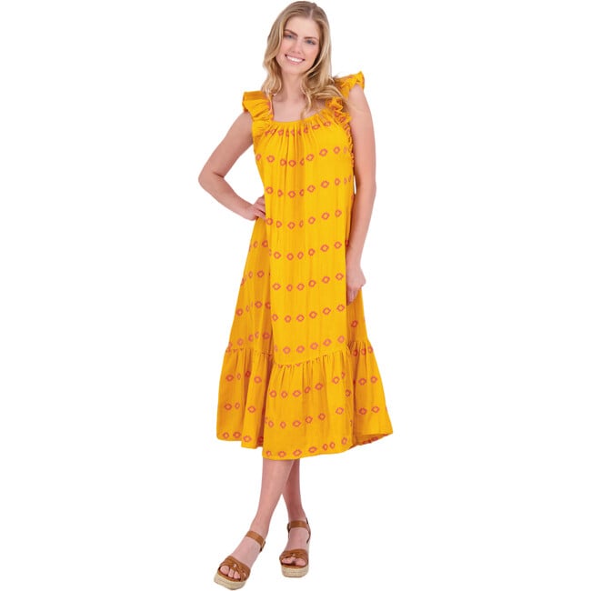 Women's Eva Ruffle Embroidered Sundress, Marigold - Dresses - 2