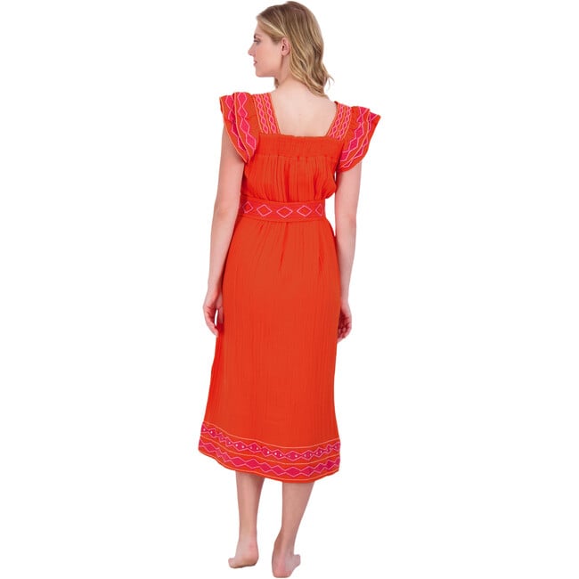 Women's Maxi Sandrine Embroidered Dress, Poppy - Dresses - 3