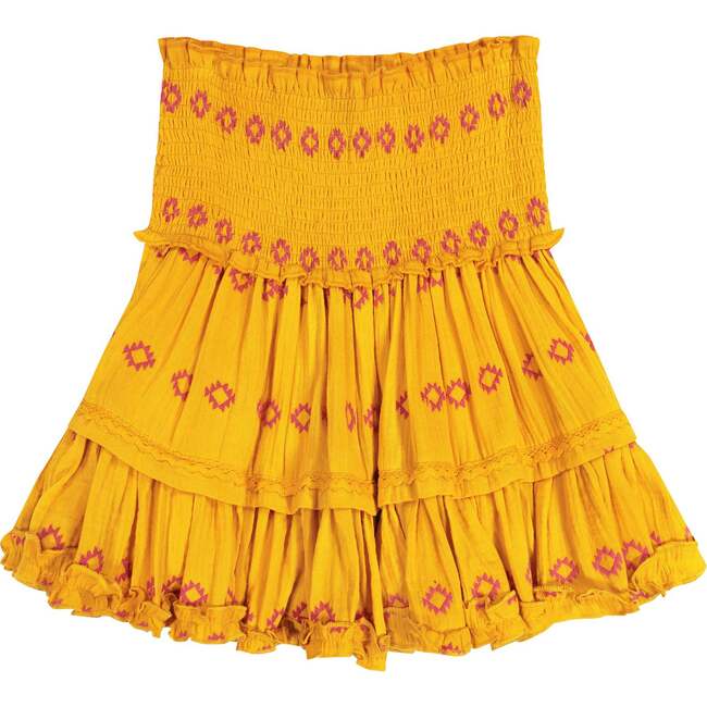 Women's Maribel Embroidered Crop Tank & Skirt Set, Marigold - Two Pieces - 3