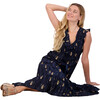 Women's Luxe Giselle Maxi Dress Silk Dupioni, Navy - Dresses - 4