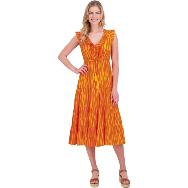 Women's Giselle Ruffle V-Neck Maxi Dress, Sunset - Dresses - 3