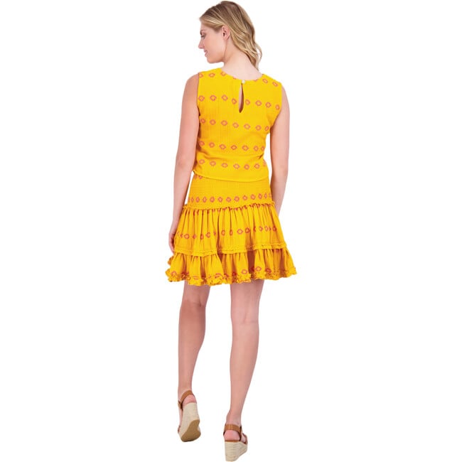 Women's Maribel Embroidered Crop Tank & Skirt Set, Marigold - Two Pieces - 4