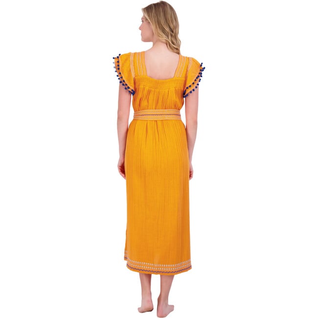 Women's Maxi Sandrine Embroidered Dress, Marigold - Dresses - 4