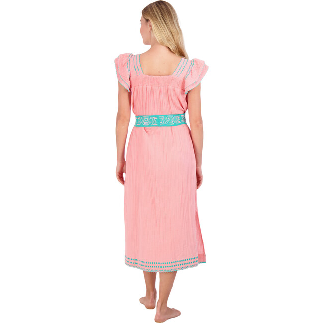 Women's Maxi Sandrine Embroidered Dress, Pink Sorbet - Dresses - 4