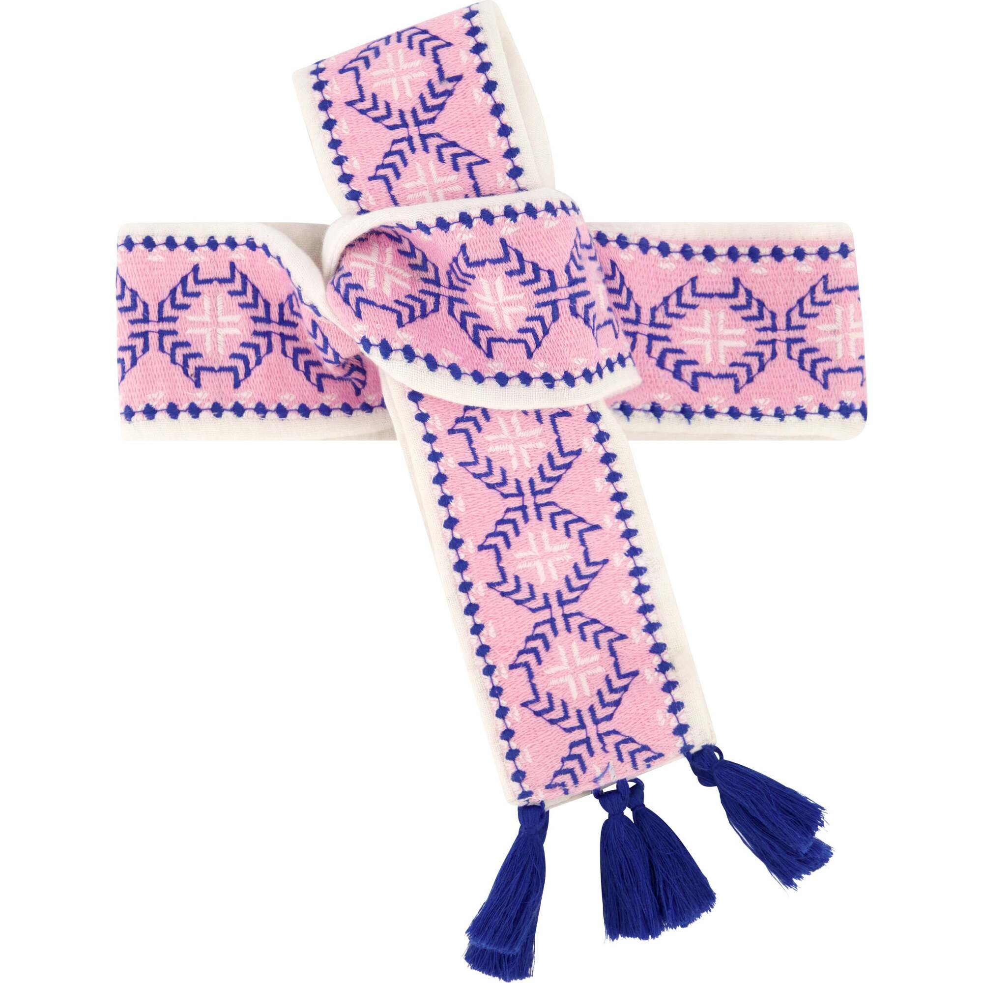 Women's Embroidered Belt, Pink Blue - Belts - 1