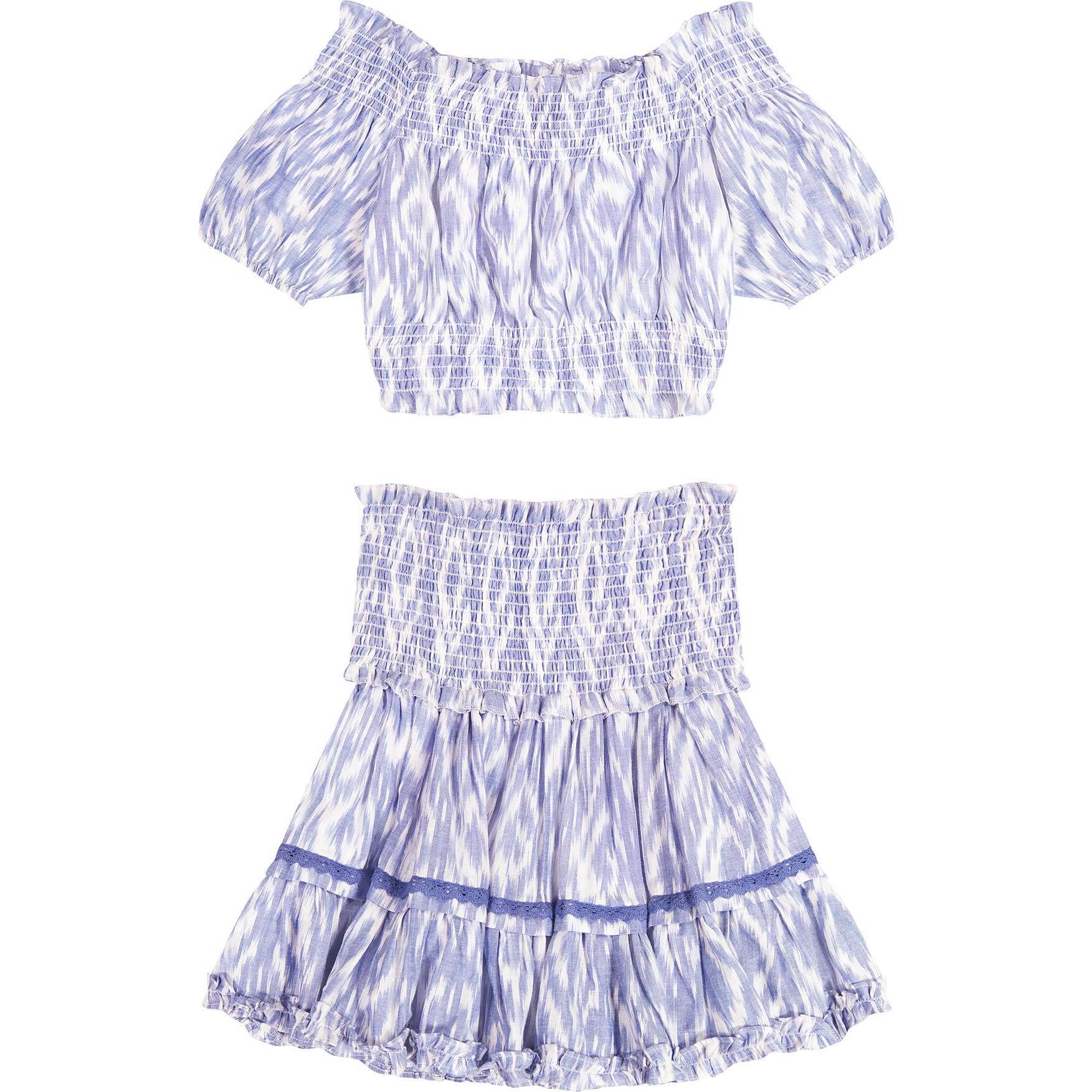 Women's Amelie Crop Top & Skirt Set, Blue - Two Pieces - 1