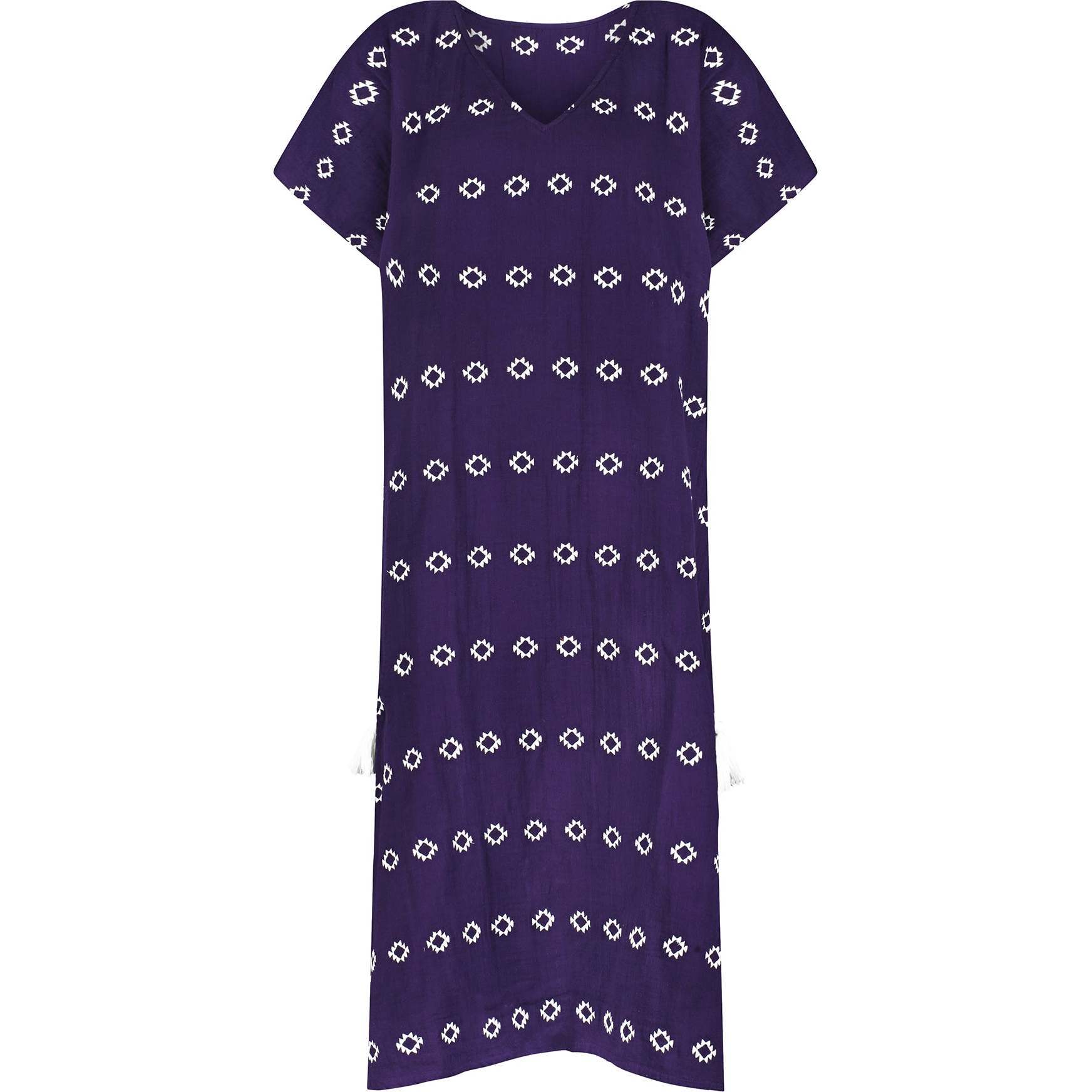 Women's Capucine Maxi Caftan Embroidered Dress, Navy - Cover-Ups - 1