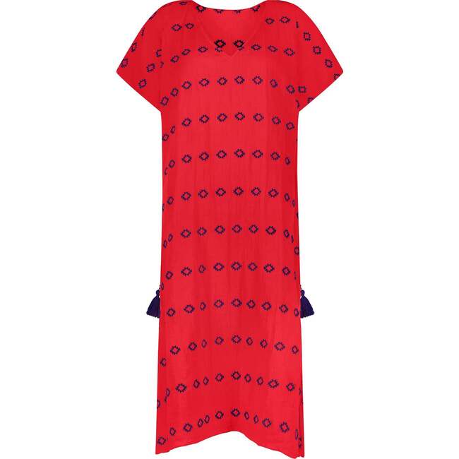 Women's Capucine Maxi Caftan Embroidered Dress, Red