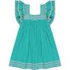 Serena Tassel Embroidered Double Flutter Sleeve Dress, Ocean - Dresses - 1 - thumbnail