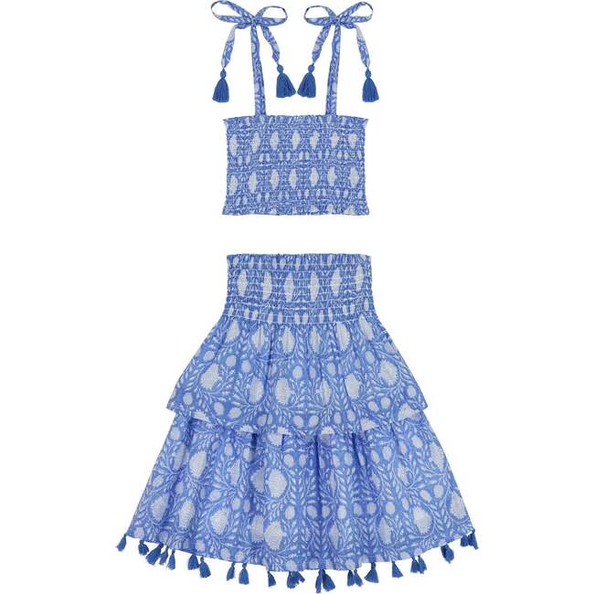 Noelle Smocked Top & Maxi Skirt Set, Blue