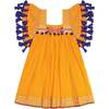 Serena Tassel Embroidered Double Flutter Sleeve Dress, Marigold - Dresses - 1 - thumbnail