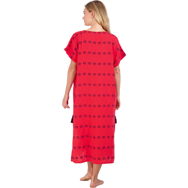 Women's Capucine Maxi Caftan Embroidered Dress, Red - Cover-Ups - 3