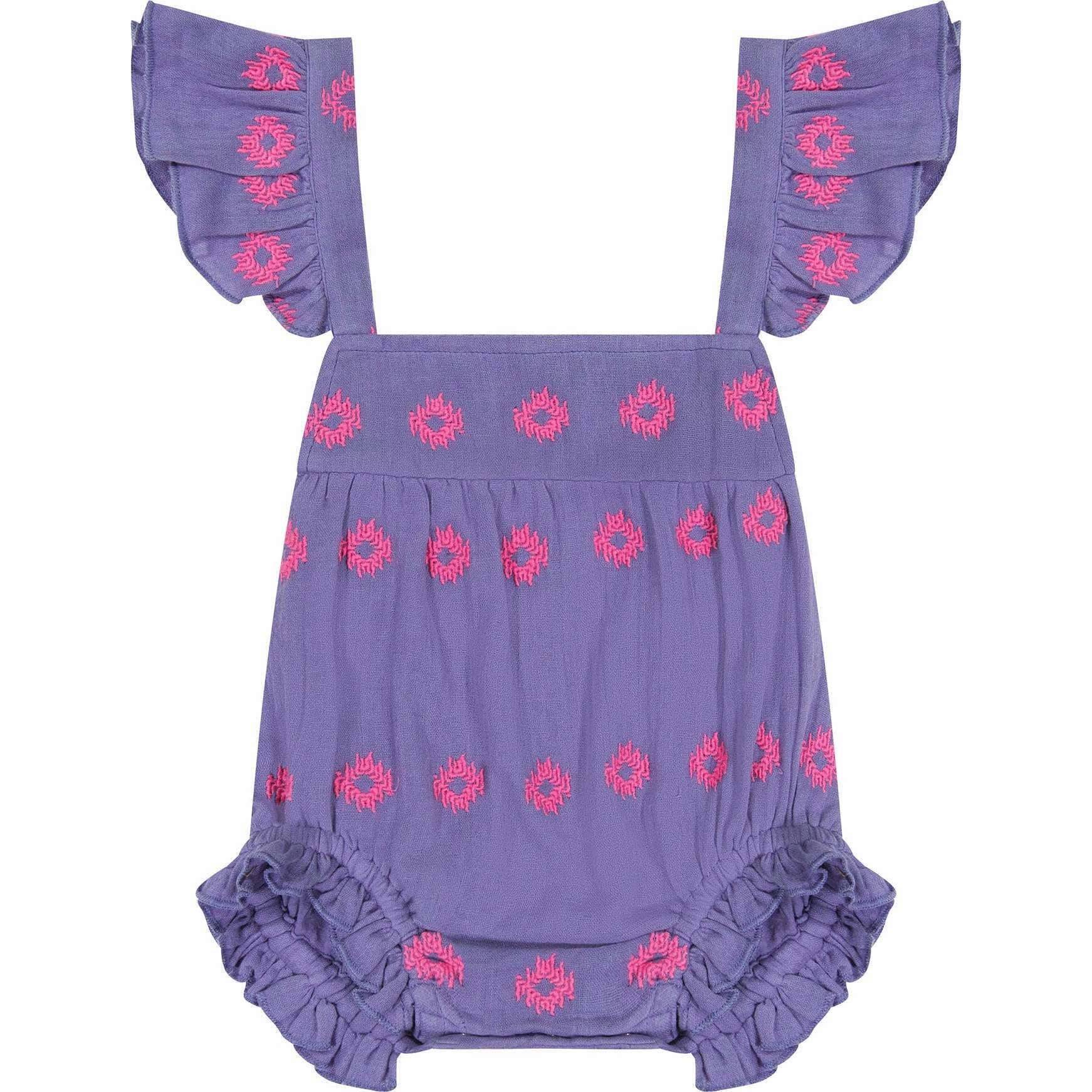 Baby Chloe Embroidered Romper, Periwinkle - Rompers - 1