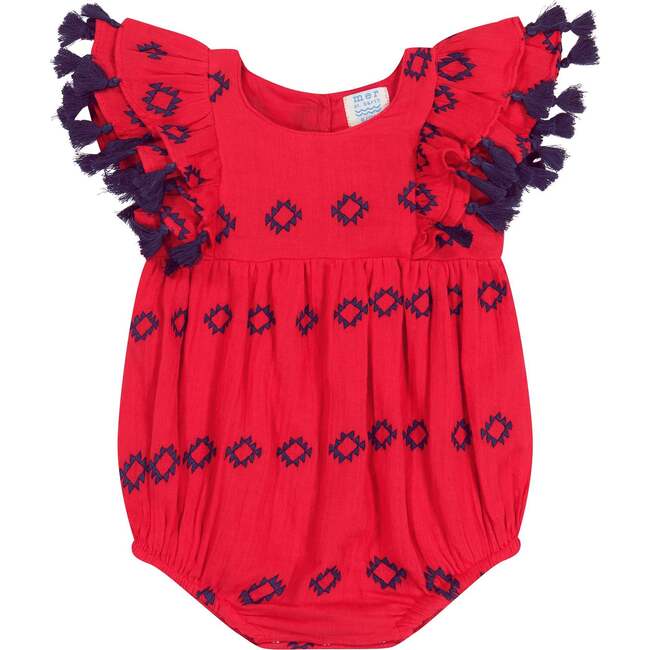 Baby Anna Embroidered Romper, Red